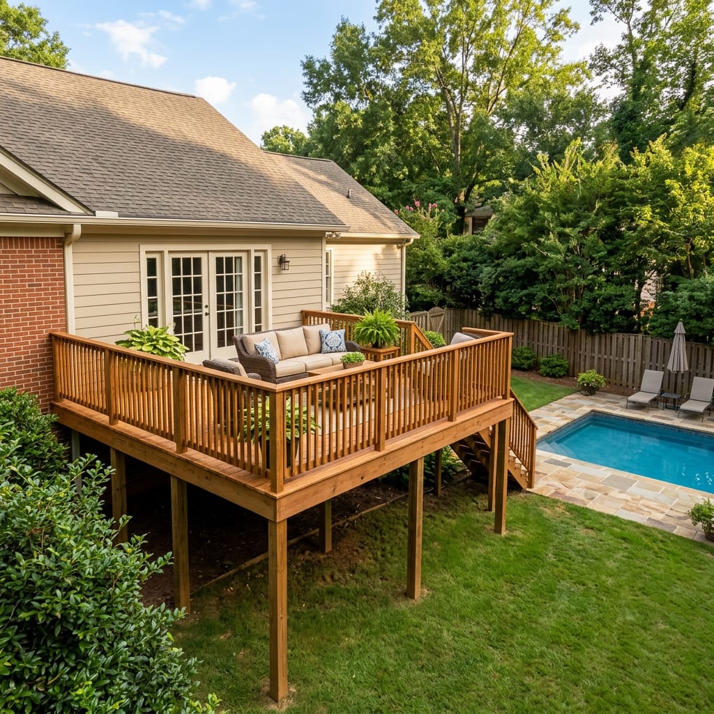 Custom High Wood Deck